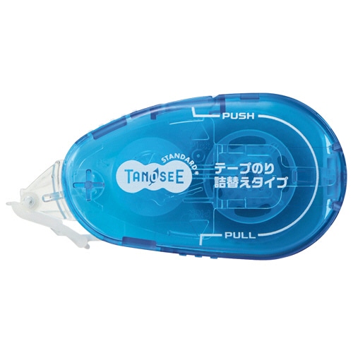TANOSEE テープのり(リフィル式 ドットタイプ) 本体 コンパクト 8.4mm×15m ブルー 10個/セット(ご注文単位1セット)【直送品】