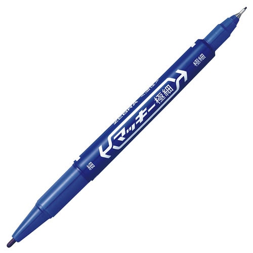 ゼブラ 油性マーカー マッキー極細 丸芯細字+極細 青 MO-120-MC-BL 10本/セット(ご注文単位1セット)【直送品】
