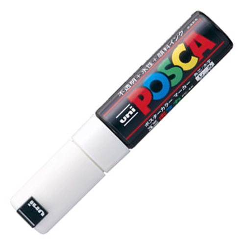 三菱鉛筆 水性マーカー ポスカ 太字角芯 白 PC8K.1 1本(ご注文単位1本)【直送品】