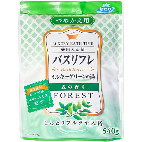 ライオンケミカル 薬用入浴剤バスリフレ ミルキーグリーンの湯 森の香り つめかえ用 540g 1パック(ご注文単位1パック)【直送品】