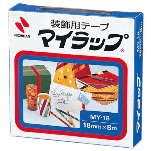 ニチバン 装飾用テープ マイラップ 幅18mm×長さ8m 赤 MY-181 1巻(ご注文単位1巻)【直送品】