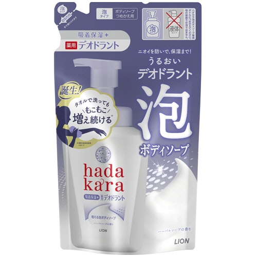 ライオン hadakaraボディソープ 泡で出てくるタイプ 薬用デオドラント ハーバルソープの香り つめかえ用 440ml 1パック(ご注文単位1パック)【直送品】