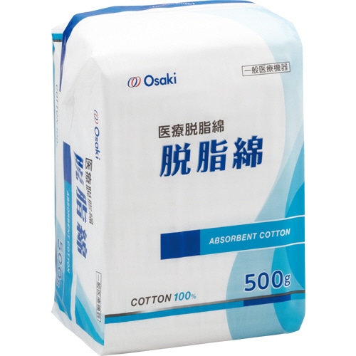 オオサキメディカル 脱脂綿 平 500g 30073 1パック(ご注文単位1パック)【直送品】