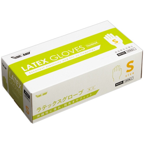 川西工業 ラテックスグローブ 粉付 S #2133 100枚/箱(ご注文単位1箱)【直送品】