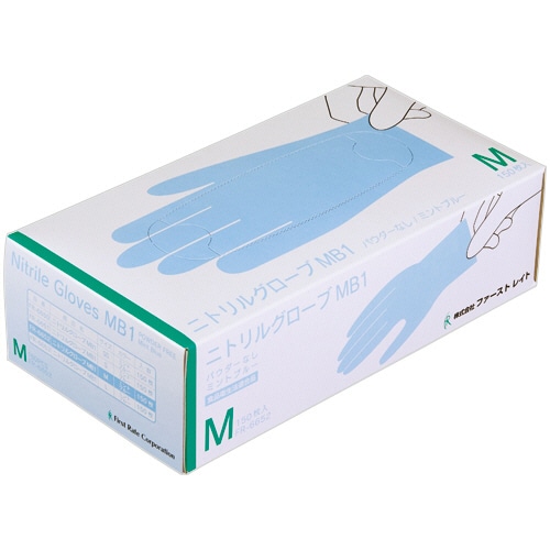 ファーストレイト ニトリルグローブMB1 パウダーフリー ミントブルー M FR-6652 150枚/箱(ご注文単位1箱)【直送品】