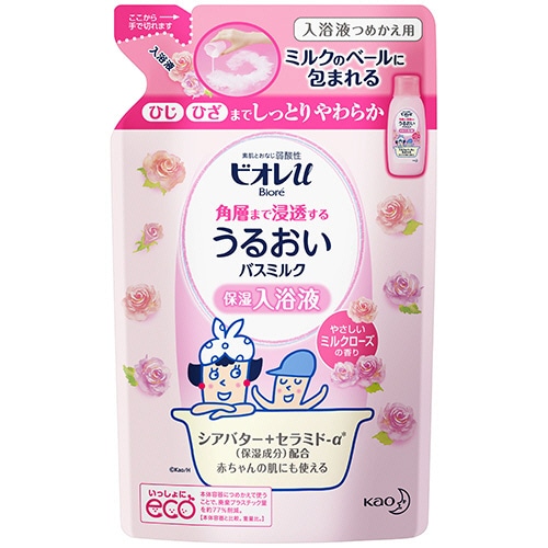 花王 ビオレu 角層まで浸透するうるおいバスミルク ミルクローズの香り 詰替用 480ml 1パック(ご注文単位1パック)【直送品】