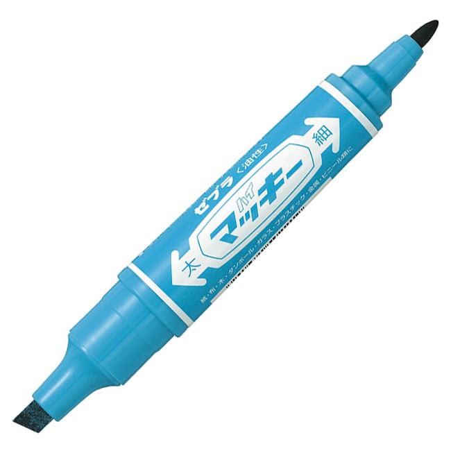 ゼブラ 油性マーカー ハイマッキー 角芯太字+丸芯細字 ライトブルー MO-150-MC-LB 1本(ご注文単位1本)【直送品】