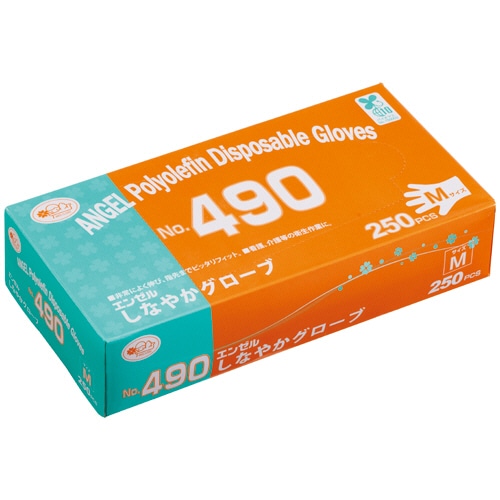 サンフラワー　エンゼル　しなやかグローブ　No.490　M　NO.490-M　1箱（250枚）（ご注文単位1箱）【直送品】