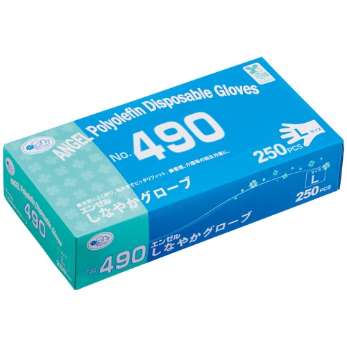 サンフラワー　エンゼル　しなやかグローブ　No.490　L　NO.490-L　1箱（250枚）（ご注文単位1箱）【直送品】