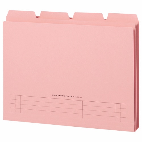 ライオン事務器 4カットフォルダー 山付ファイル A4 ピンク No.31-4P 1パック(4冊)(ご注文単位1パック)【直送品】