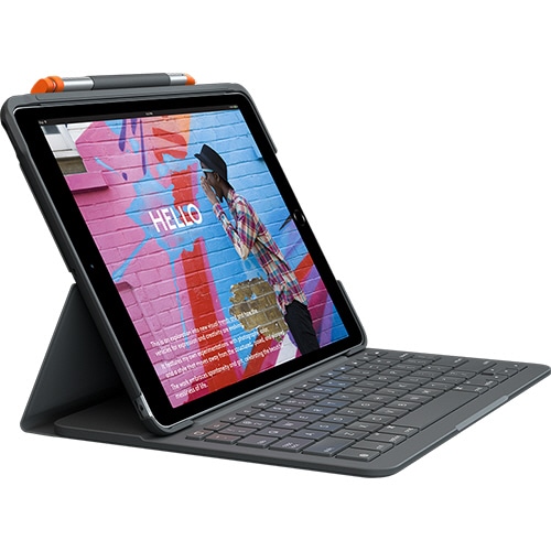 ロジクール スリム フォリオ for iPad(第7世代、第8世代、第9世代) Bluetoothキーボード一体型ケース グラファイト iK1055BK 1台(ご注文単位1台)【直送品】