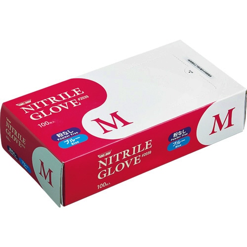 川西工業　ニトリル　使いきり極薄手袋　粉なし　ブルー　M　#2039　1箱（100枚）（ご注文単位1箱）【直送品】