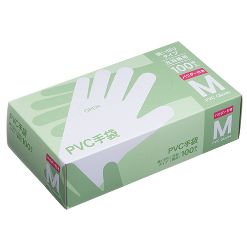 PVC手袋 パウダー付き M 1箱(100枚)(ご注文単位1箱)【直送品】