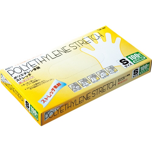 川西工業 ポリエチレン手袋 ストレッチ S 2017S 1箱(100枚)(ご注文単位1箱)【直送品】