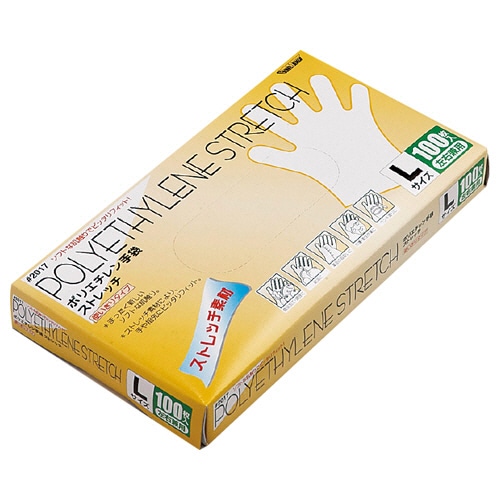 川西工業 ポリエチレン手袋 ストレッチ L 2017L 1箱(100枚)(ご注文単位1箱)【直送品】
