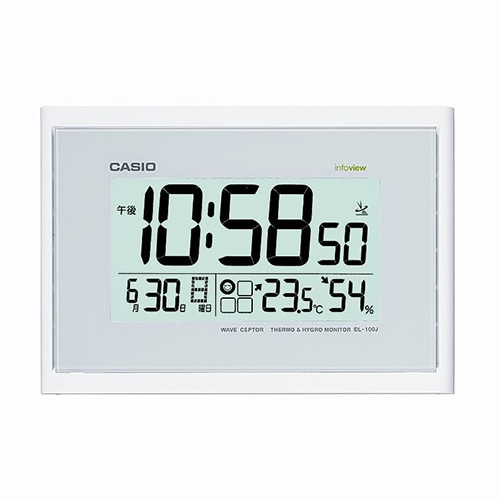 カシオ　生活環境お知らせ電波掛置時計　温湿度計付　ホワイト　IDL-100J-7JF　1台（ご注文単位1台）【直送品】