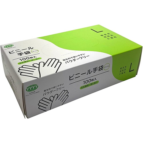 アルフォーインターナショナル　ビニール手袋　パウダーフリー　ナチュラル　L　T-004　1箱（100枚）（ご注文単位1箱）【直送品】
