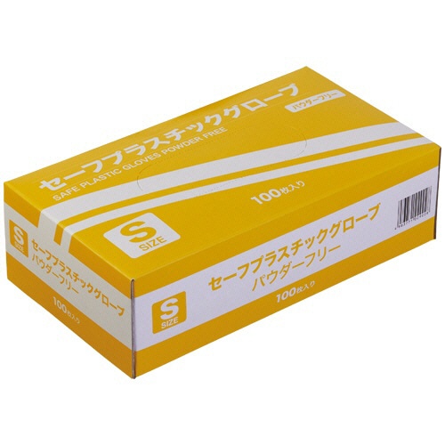 YAMAZEN　セーフプラスチックグローブ　パウダーフリー　S　YTB-S　1箱（100枚）（ご注文単位1箱）【直送品】