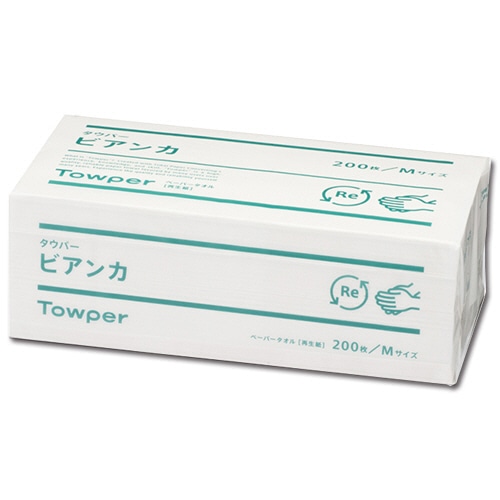 日本製紙クレシア ペーパータオル タウパービアンカ M 200枚/パック 1セット(25パック)(ご注文単位1セット)【直送品】