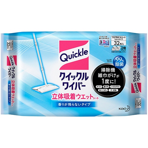 花王　クイックルワイパー　立体吸着ウエットシート　香りが残らないタイプ　1セット（320枚：32枚×10パック）（ご注文単位1セット）【直送品】