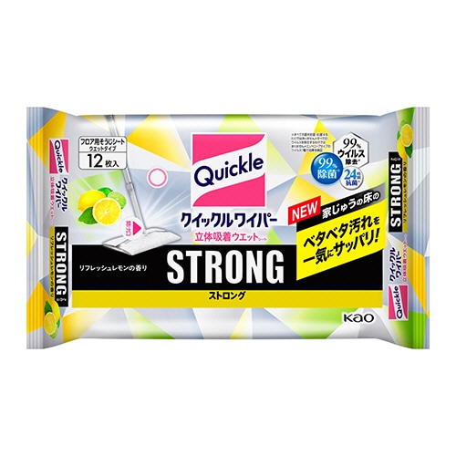 花王　クイックルワイパー　立体吸着ウエットシート　ストロング　リフレッシュレモンの香り　1パック（12枚）（ご注文単位1パック）【直送品】