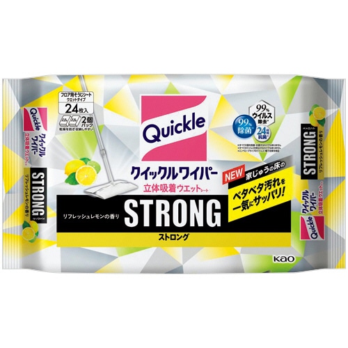 花王　クイックルワイパー　立体吸着ウエットシート　ストロング　リフレッシュレモンの香り　1パック（24枚）（ご注文単位1パック）【直送品】