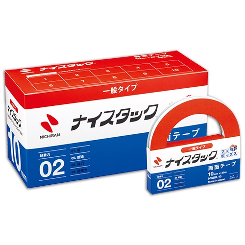 ニチバン　ナイスタック　再生紙両面テープ　ブンボックス　大巻　10mm×20m　NWBB-10　1セット（120巻：12巻×10パック）（ご注文単位1セット）【直送品】