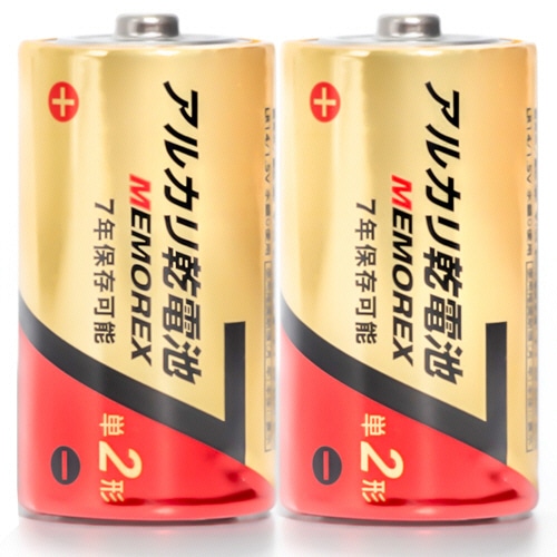 メモレックス・テレックス　アルカリ乾電池　単2形　LR14／1.5V　10S7　1セット（100本：10本×10パック）（ご注文単位1セット）【直送品】