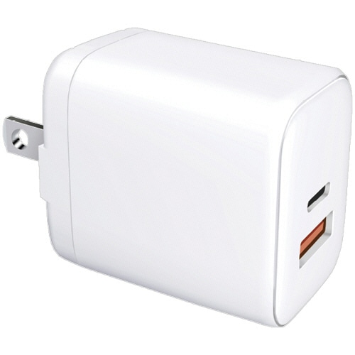 ハイディスク 2台同時に急速充電できる PD20W対応 USB充電器(USB-C×1+A×1) ホワイト HD-AC2P20WH 1個/台（ご注文単位1台）【直送品】