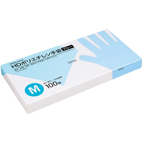 クラフトマン HDポリエチレン手袋 M ブルー HDPGHK-05 100枚/パック(ご注文単位1パック)【直送品】