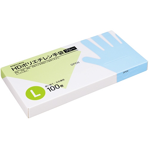 クラフトマン HDポリエチレン手袋 L ブルー HDPGHK-06 100枚/パック(ご注文単位1パック)【直送品】