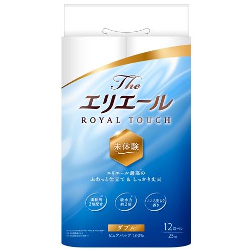 大王製紙 Theエリエール トイレットティシュー ダブル 芯あり 25m 1セット(72ロール:12ロール×6パック)/セット（ご注文単位1セット）【直送品】