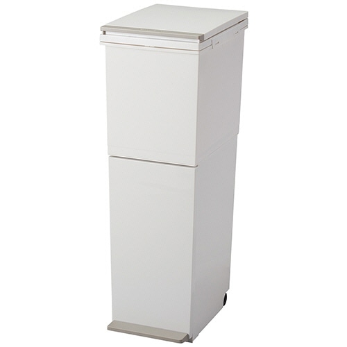 アスベル 分別ペダル2段スリム 38L ホワイト A6605 1台/個(ご注文単位1個)【直送品】