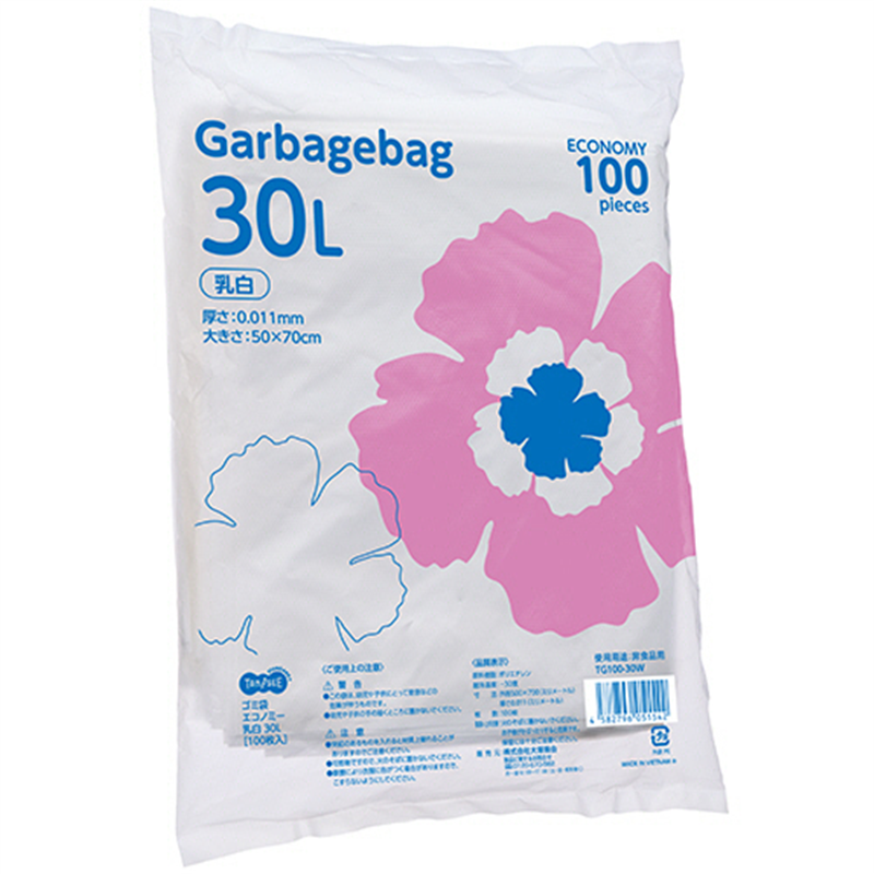 TANOSEE ゴミ袋エコノミー 乳白 30L 100枚/パック(ご注文単位1パック)【直送品】