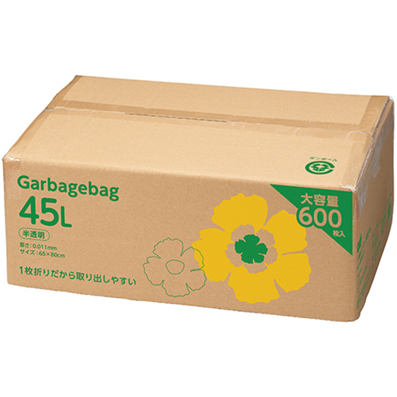 TANOSEE ゴミ袋エコノミー 大容量タイプ 半透明 45L 1箱/600枚/箱(ご注文単位1箱)【直送品】
