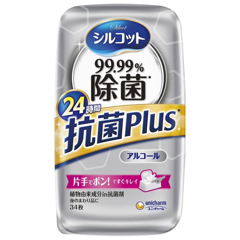 ユニ・チャーム シルコット99.99%除菌ウェットティッシュ抗菌Plus本体34枚入 1個(ご注文単位1個)【直送品】