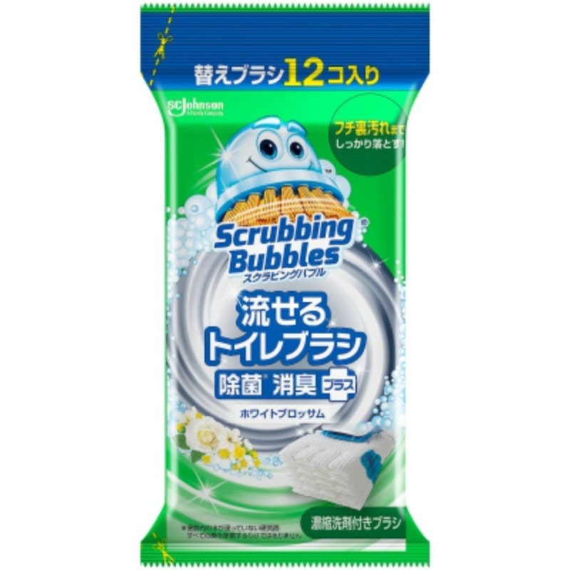 ジョンソン　スクラビングバブル　流せるトイレブラシ　ホワイトブロッサム替え12個入 1袋（ご注文単位1袋）【直送品】