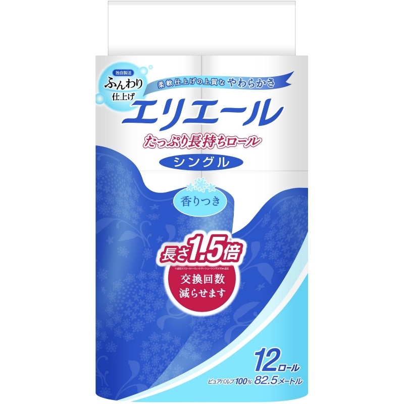 大王製紙 エリエールトイレットティシューたっぷり長持ち12Rシングル (ご注文単位6個)【直送品】