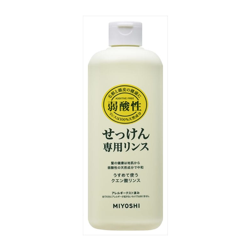 ミヨシ石鹸 無添加せっけん専用リンス 本体 350ML 1個(ご注文単位1個)【直送品】