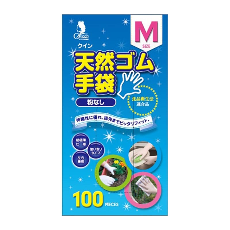 宇都宮製作 クイン天然ゴム手袋 M 100枚/個（ご注文単位1個）【直送品】