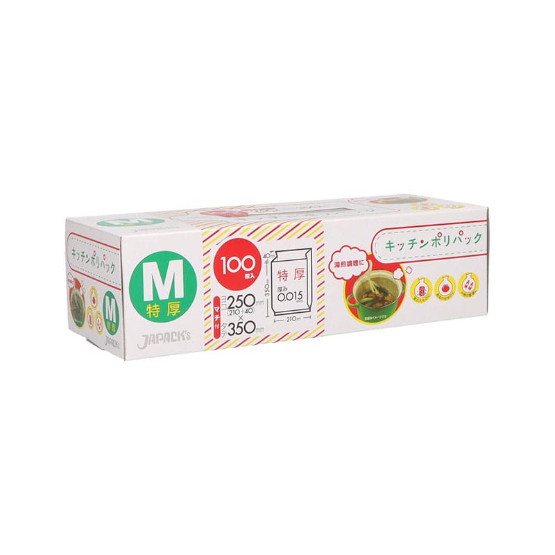 ジャパックス キッチンポリパック Mサイズ 特厚 100枚/個(ご注文単位1個)【直送品】