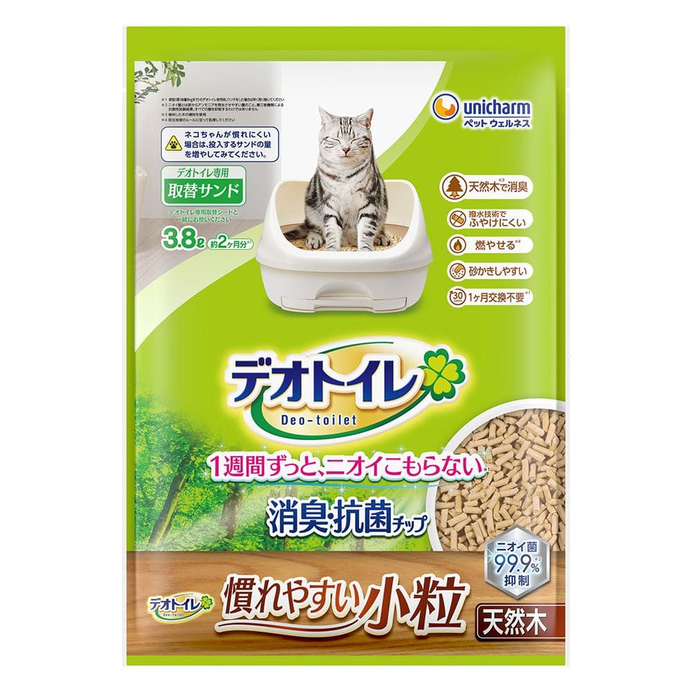 ユニ・チャーム デオトイレ消臭・抗菌チップ天然木 慣れやすい小粒 3800mL/パック(ご注文単位1パック)【直送品】