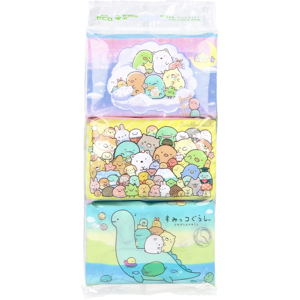 ハヤシ商事 すみっコぐらし 水に流せるポケットティシュ 6パック入 1袋(ご注文単位1袋)【直送品】