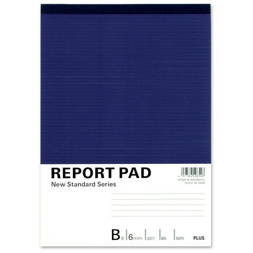 プラス PLUS レポートパッド B5 B罫 50枚 RE-050B 76832 1冊(ご注文単位1冊)【直送品】