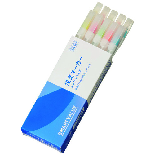スマートバリュー 蛍光マーカー 5色入 10本 H029J-MIX-10 1箱(ご注文単位1箱)【直送品】