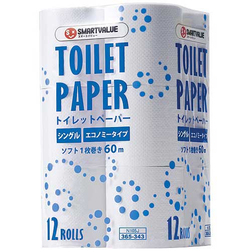 スマートバリュー トイレットペーパーE シングル 12個 N105J 1パック(ご注文単位1パック)【直送品】