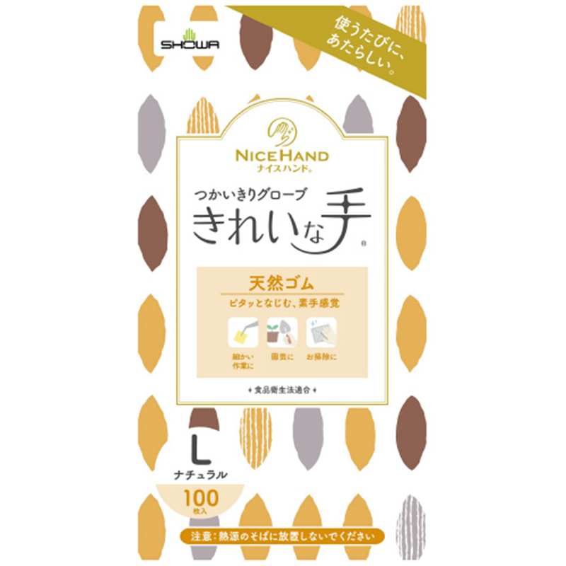 ショーワグローブ ナイスハンド使いきり天然ゴム L 100枚入 1個（ご注文単位1個）【直送品】