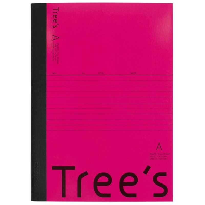 日本ノート Trees B5 A罫 30枚 ピンク  1個（ご注文単位1個）【直送品】