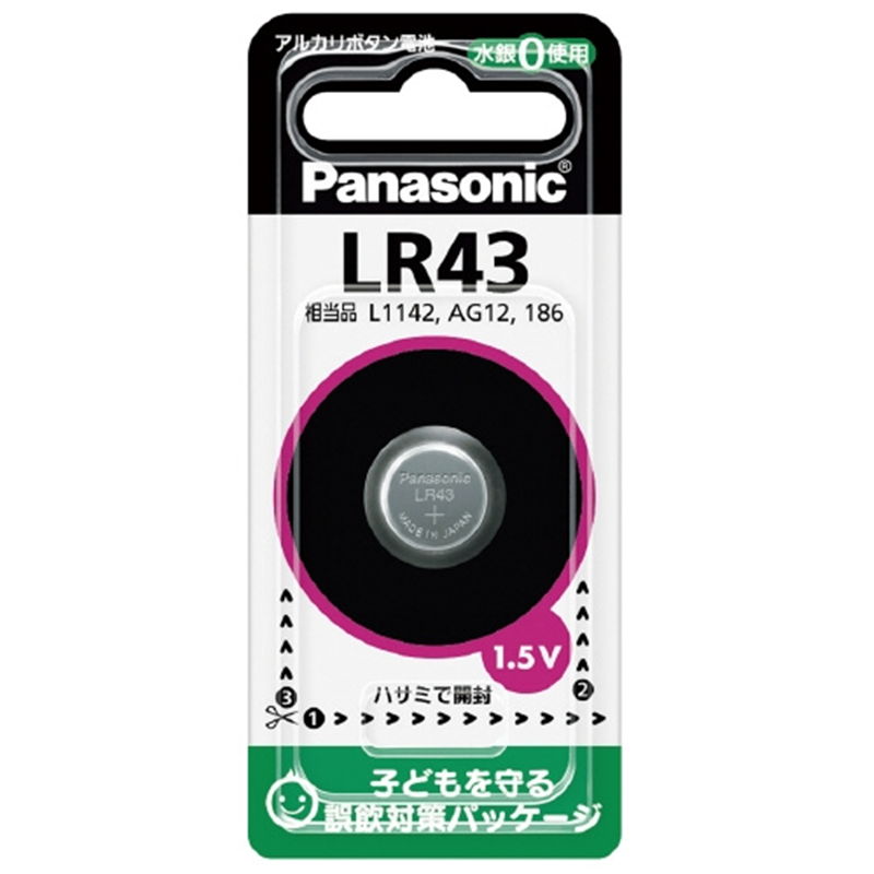 Panasonic アルカリボタン電池 LR43P 1個(ご注文単位1個)【直送品】