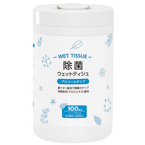 MISM 除菌ウェット アルコール 本体 100枚/パック（ご注文単位1パック）【直送品】